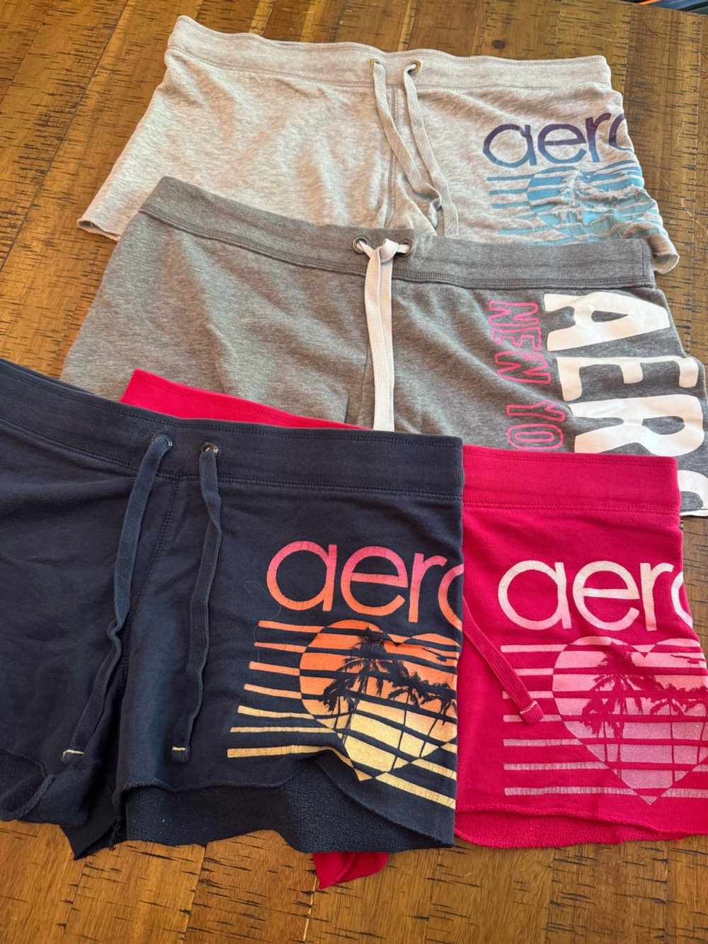 Aeropostale Large Sweatshorts Bundle - Navy, Hot Pink, Gray, Light Gray